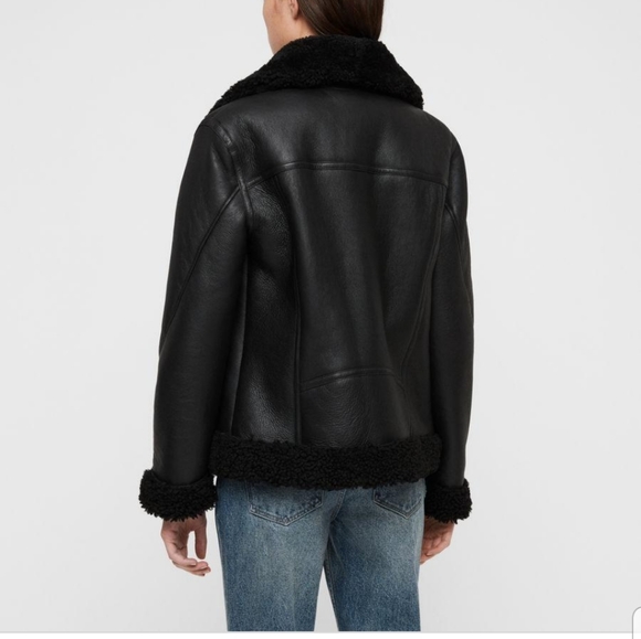 NWT! ALL SAINTS SHEARLING LEATHER JACKET - Picture 3 of 6
